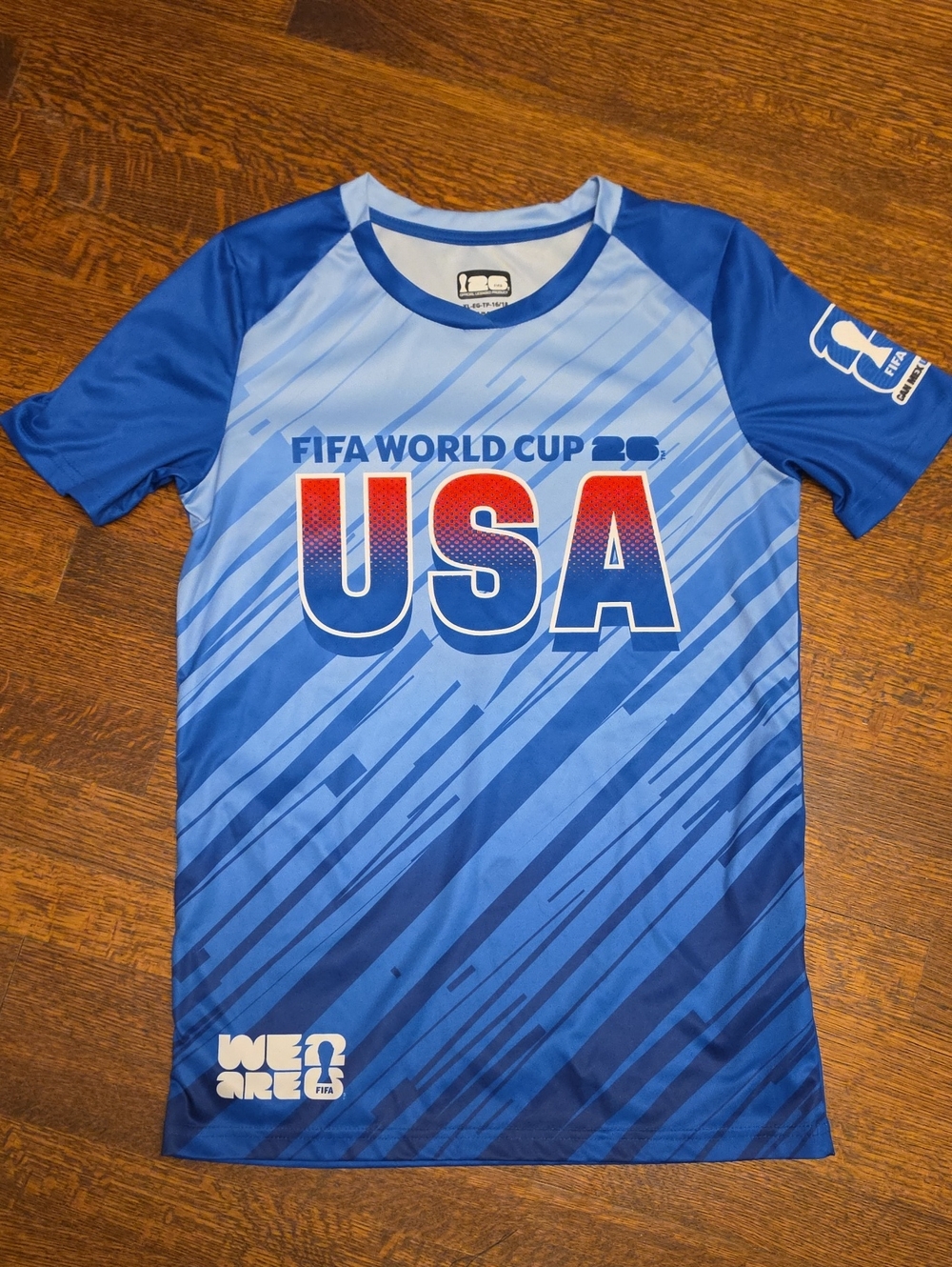 Fifa World Cup USA Blue Kids Soccer Tee Size XL